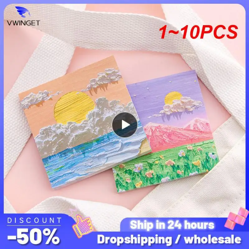 

1~10PCS pages/set Landscape Oil Paintings Memo Pad Sticky Notes Memo Notebook Stationery School Supplies Kawaii Stationery
