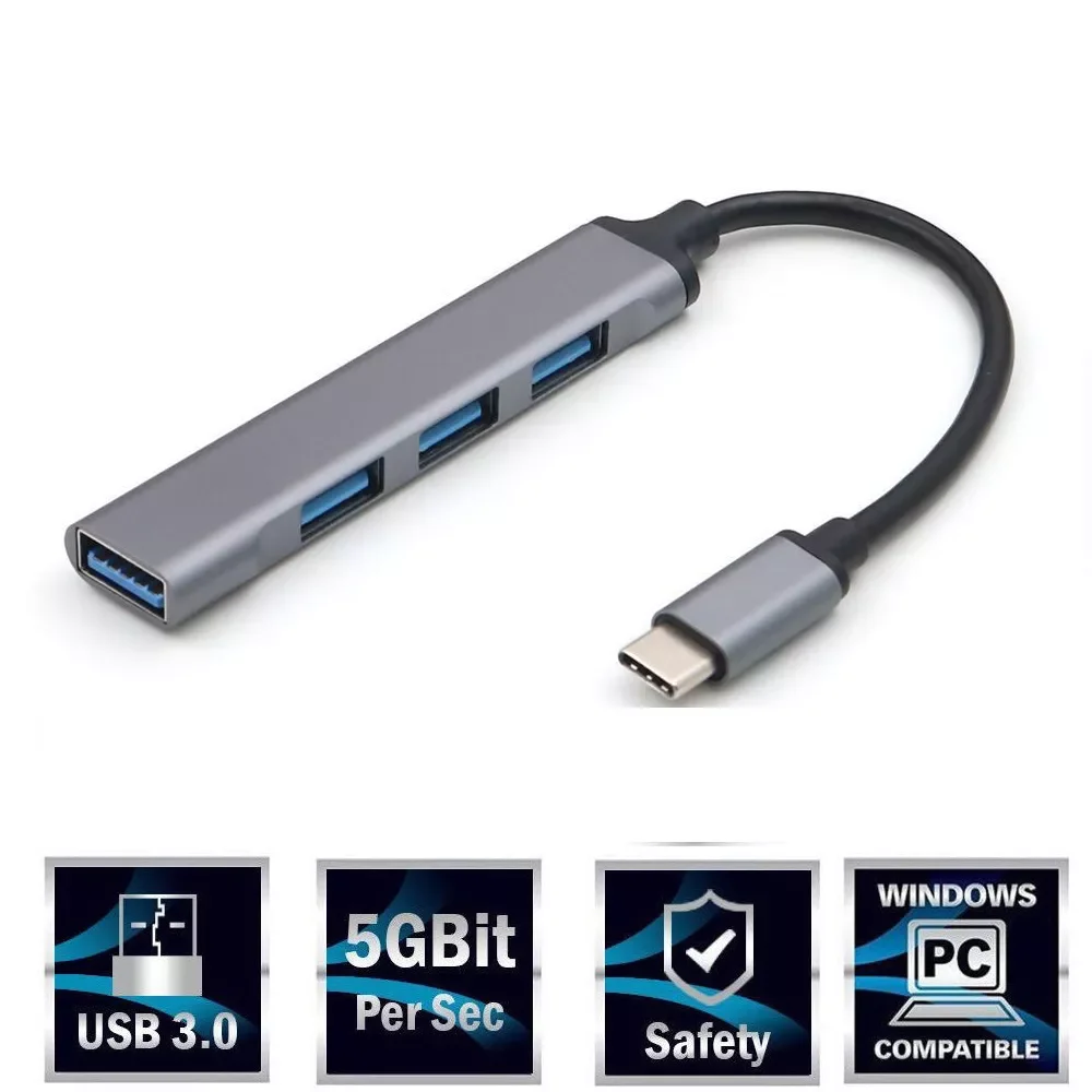 

4 Port Multi Splitter Adapter OTG USB C HUB USB Type C 3.1 for Macbook Pro 13 15 Air Mi Pro HUAWEI PC Computer Accessories