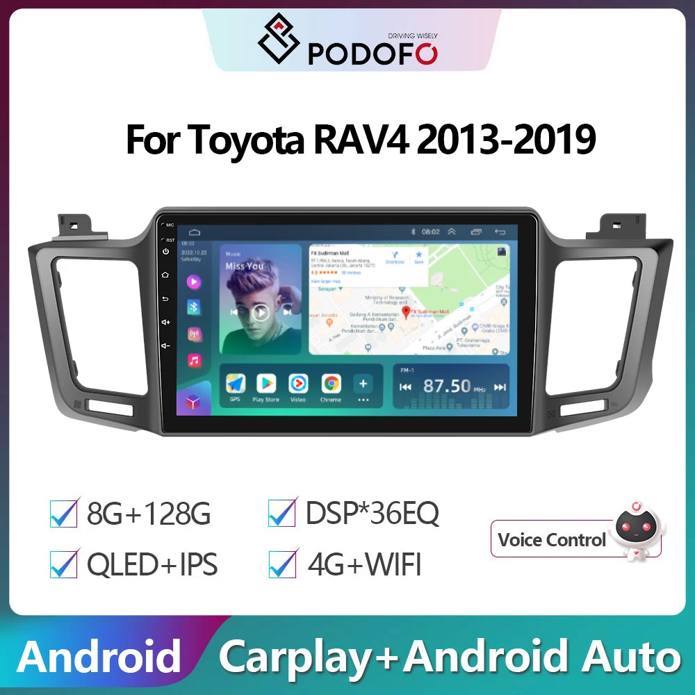 For Toyota Rav4 2013-2019 Autoradio Carplay 4g Wifi Stereo Player Hifi Music Ai Voice