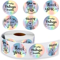 rainbow laser thank you stickers 1inch seal labels decor diy scrapbook envelope stationery child reward stickers 500pcs roll