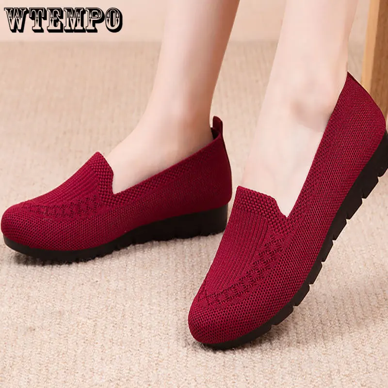 WTEMPO Women Summer Mesh Breathable Flat Shoes Ladies Comfort Light Sneaker Casual Slip on Loafers Spring Summer Wholesale
