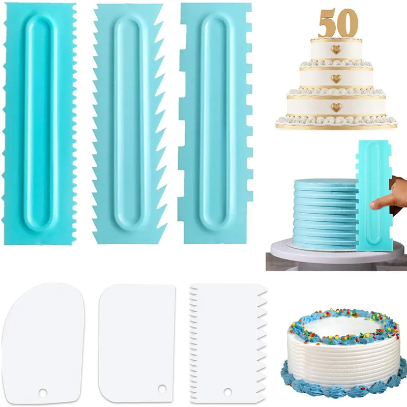 

6PCS Cream Scraper Irregular Teeth Edge Spatulas Cake Baking Scraper Fondant Cake Slicer Pastry Cutters Tools DIY Decorating