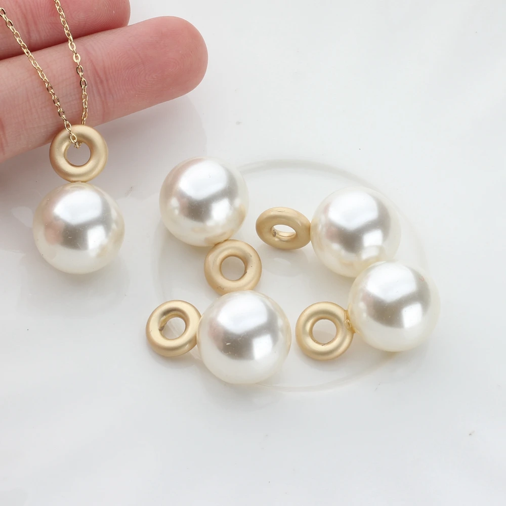Imitation Pearl Crimp End Beads Round Charms Pendant 17mm 6pcs/lot For DIY Drop Earrings Jewelry Making Findings Accessories | Украшения и