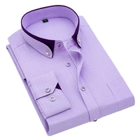 quality formal mens shirt long sleeve striped shirts mens dress shirts purple camisa social shirts men clothing streetwear