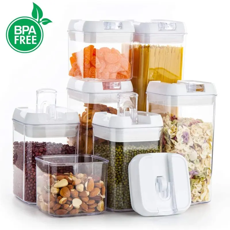 

Deluxe Kitchen Pantry Organization and Storage Food Containers Set of 7 with Secure Lock Lids, Perfect for Storing and Organizin
