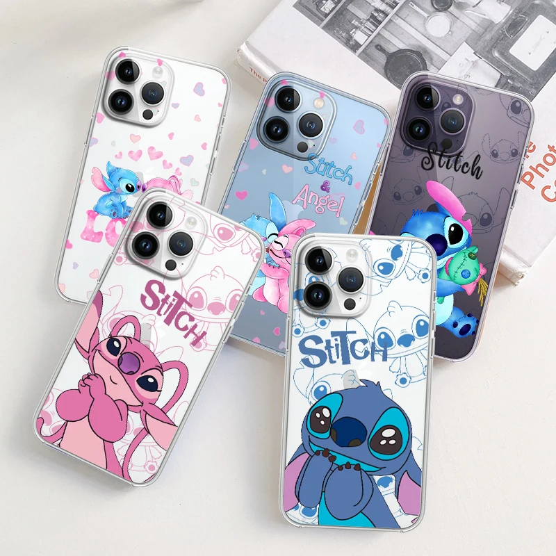 

Stitch Lilo Angel For Apple iPhone 14 13 12 11 Pro Max Mini XS Max X XR 7 8 Plus 5S Silicone Transparent Phone Case Coque Capa