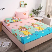1pcs cartoon 100 pure cotton bed sheet%ef%bc%8c fitted sheet with elastic band bedding kid girl queen size bed mattress cover bedsheet