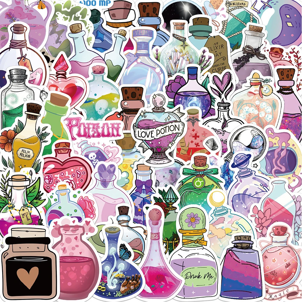 

10/30/50PCS Cartoon Magic Potion Bottle Stickers Aesthetic Graffiti Decals DIY Suitcase Phone Fridge Laptop PVC Ins Sticker Toy