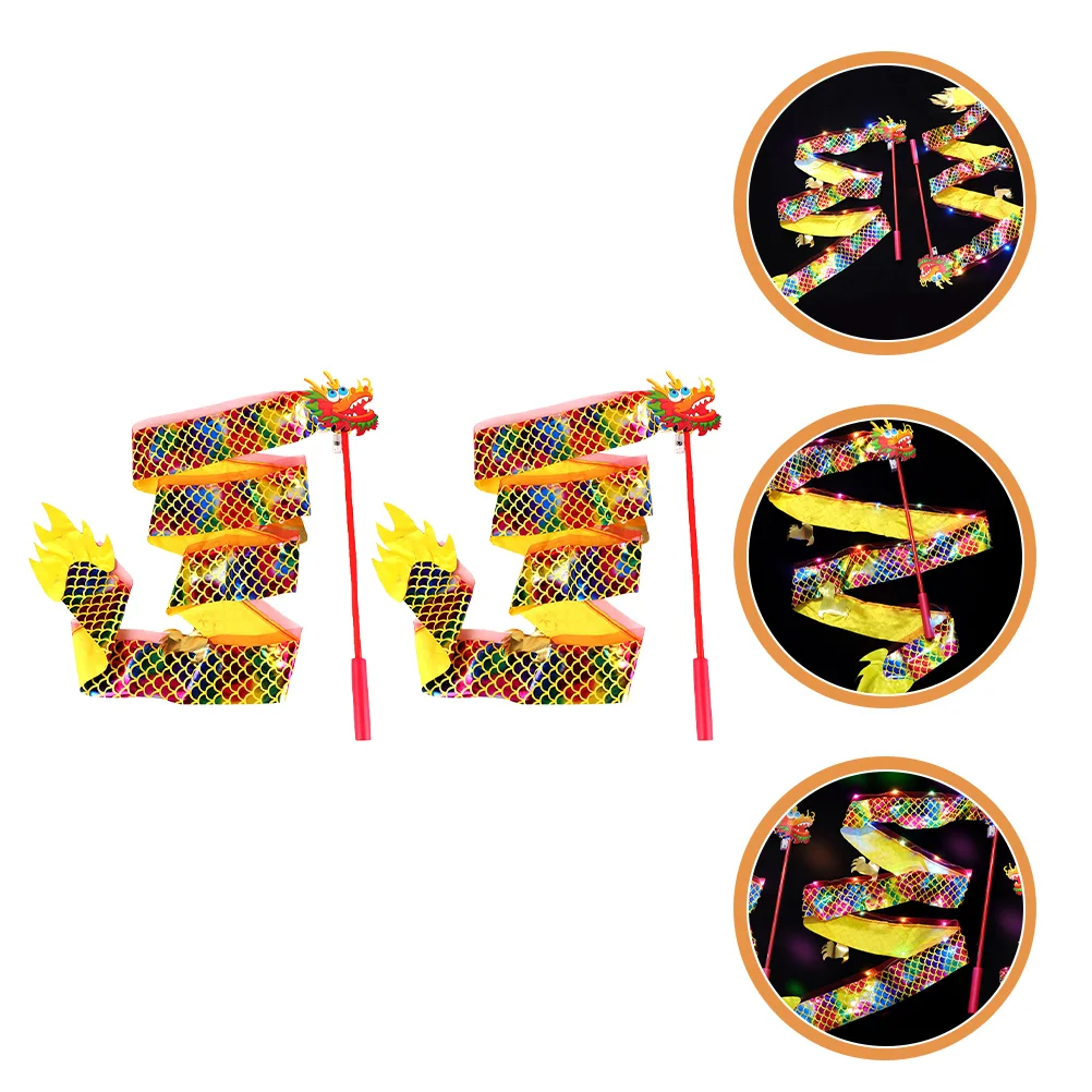 

2 Pcs Luminous Gymnastics Ribbon Ribbon Ornaments Adult Dance Ribbon Lantern Ribbon Stick Polyester Wedding Child