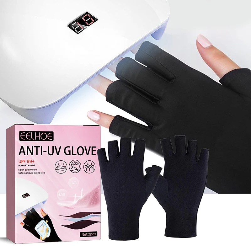 

1 Pair New Soft And Light Fingerless Anti Uv Radiation Protection Gloves Uv Protection Led Lamp Nail Dryer Light Tool
