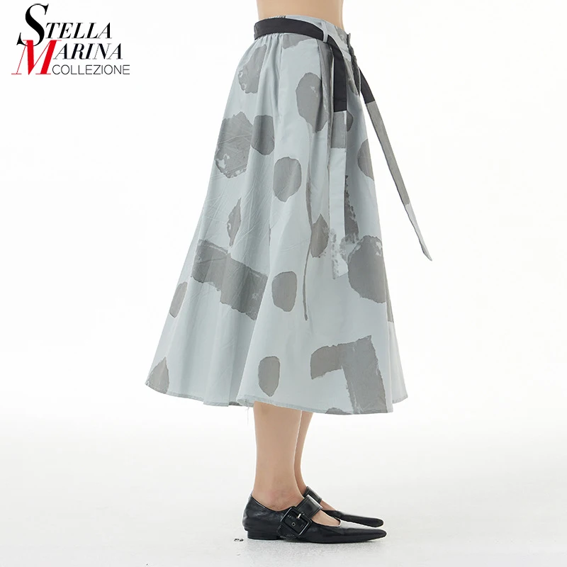 

Korean Style A-Line Elastic Waist Woman New Summer Casual Wear Printed Skirt Black Gray Vintage Printed Holiday Skirts apr39