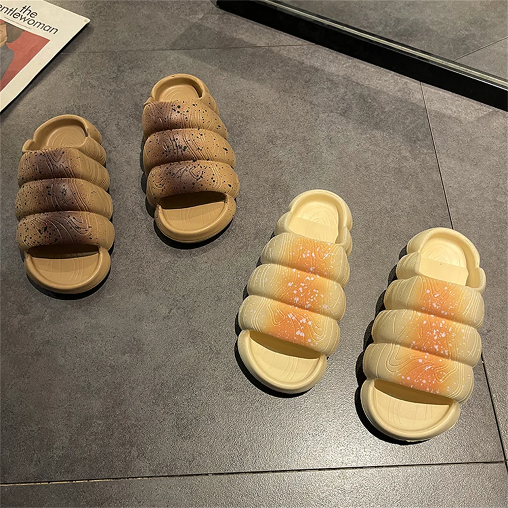 Bread Summer Slippers Chunky Home Slides Comfortable Soft Shoes Casual Outdoor Beach Flip-Flops Funny Slippers Women Sandals