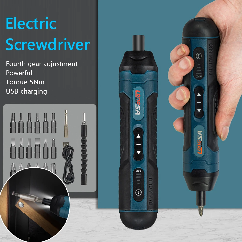 

USB Electric Screwdriver Torque Adjustment 3.6V Powerful Impact Screwdrivers Automatic/Manual Mode with LED Light Repair Gadgets