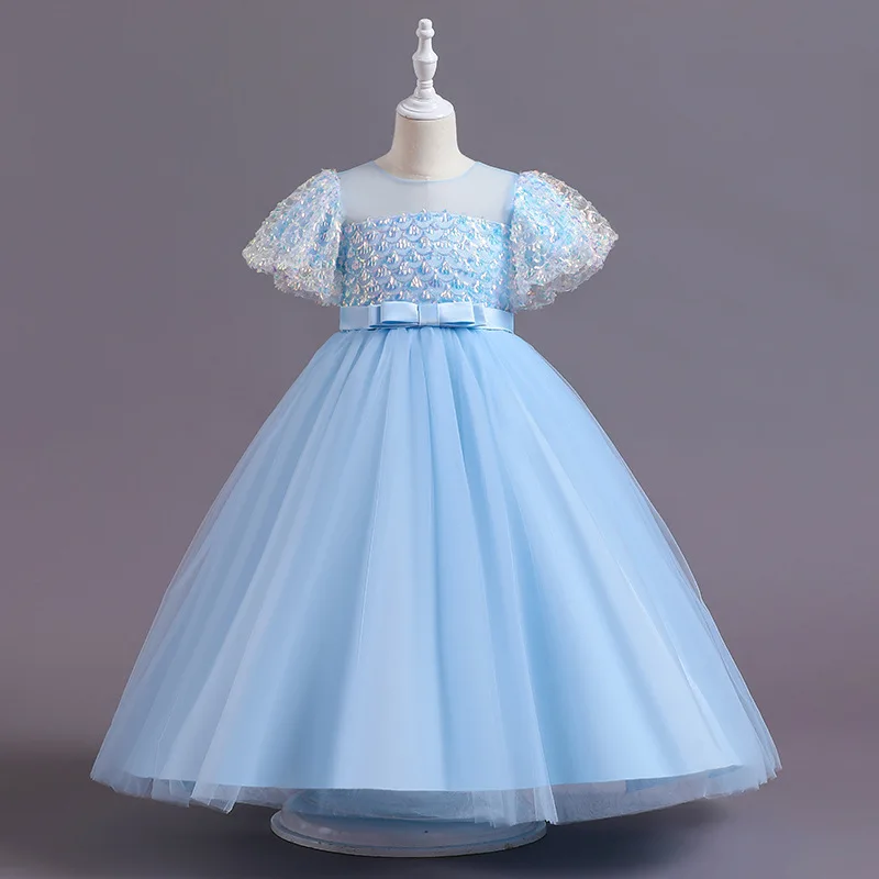 

Summer New Children's Sequins Wedding Dress Dress School Show Host Piano Show Poached Birthday Party Dress