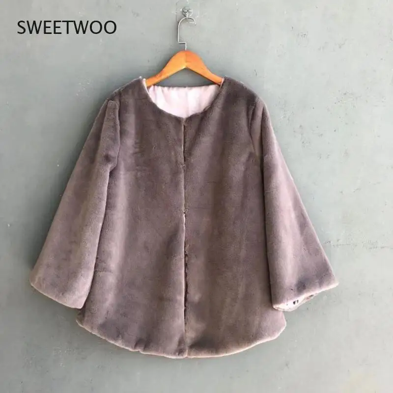 Winter Office Ladies Faux Fur Overcoat Solid Color Minimalist Simple Korean Style Loose Fur Coats Women Warm Outwear Fleece 2022
