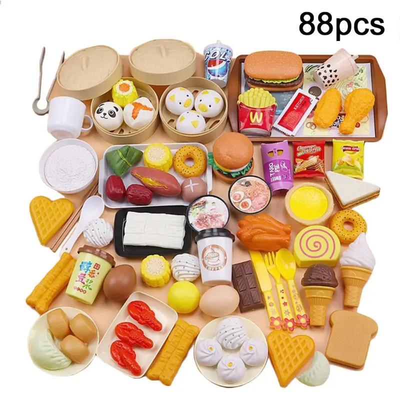 

56/58/88Pcs/set Children Simulation Steamer Burger Set Meal Food Kitchenware Kit