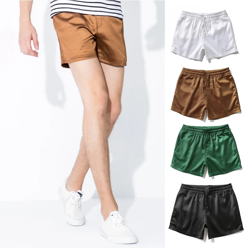 

Men's Swimming Trunks Satin Shorts Loose Five-point Shorts Classic Pajamas Solid Boxers Beach Pants Underwear For Men 2022 New