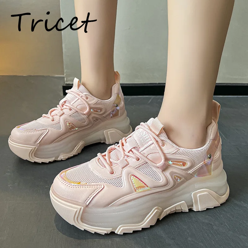 

Breathable Mesh Dad Shoes Spring Casual Women's Vulcanize Shoes Platform Ladies Running Shoes Fashion Female Lace-Up Sneakers