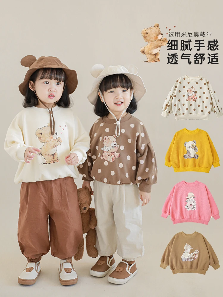 

Children's Trendy Digital Printing All-Match Sweatshirt 2022 Spring New Baby Off-Shoulder Stretch Skin-Friendly Top