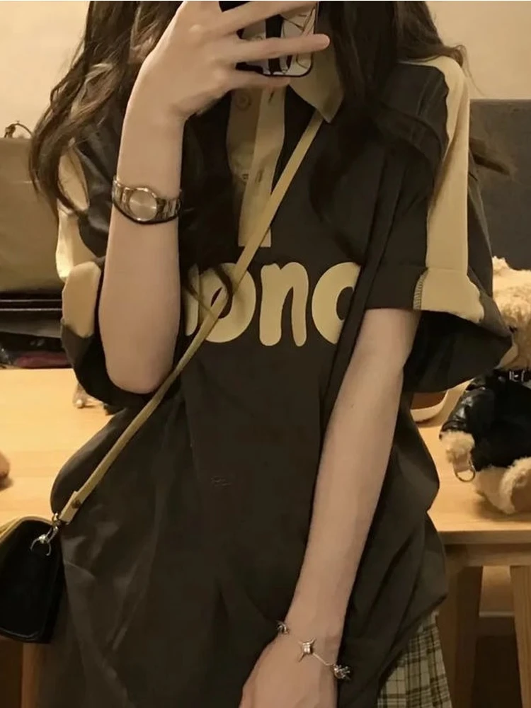 QWEEK женские футболки-поло в стиле Харадзюку женская уличная одежда Корейском