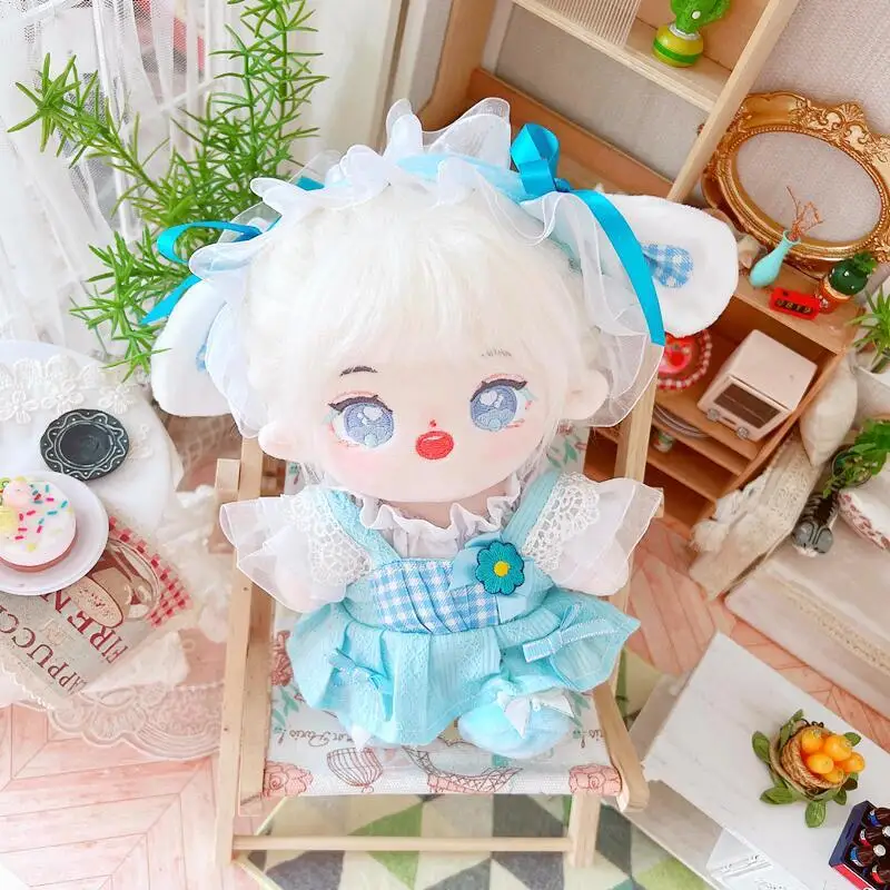 

Cute No Attribute blue headwear shoes Dress Shirt for 20cm Kpop Doll Clothes Clothing Outfits Cosplay Suit Replaceable Clothes