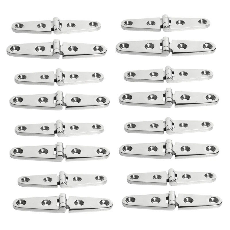 

16Pcs 316 Stainless Steel Marine Boat Strap Hinges With 4 Holes Heavy Duty Mirror Polish Door Strap Hinge Accessories