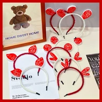 girls cute print red bear rabbit fawn ears plush hairbands children outdoor sweet hair decorate lucky headband hair accessories