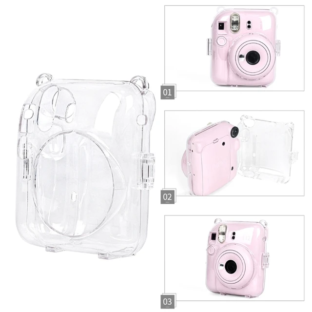 Bolsa para cámara instantánea Fujifilm Instax Mini 12, funda transparente,  lente de Selfie, correa de hombro, pegatinas - AliExpress