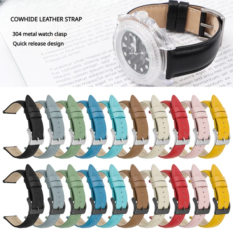 

Cowhide Watchband 20mm22mm Multi-Color Options Genuine Leather Watch Strap For Samsung Watch5 Strap Bracelet Watch Accessories