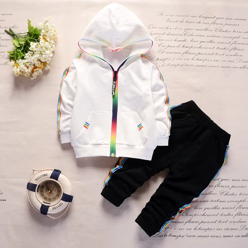 

Baby Boy Clothes 6 to 12 Months Rainbow Zipper Hooded Cardigan Coats + Pants Infant Outfits Kids Bebes Jogging Suits Tracksuits