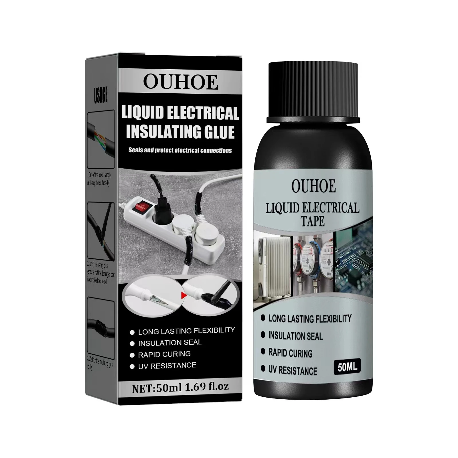 

Electrical Sealant Liquid Insulating Glue Electrical Tape Waterproof UV Fast Dry Glue For Home Office Circuit Board 30ml/50ml