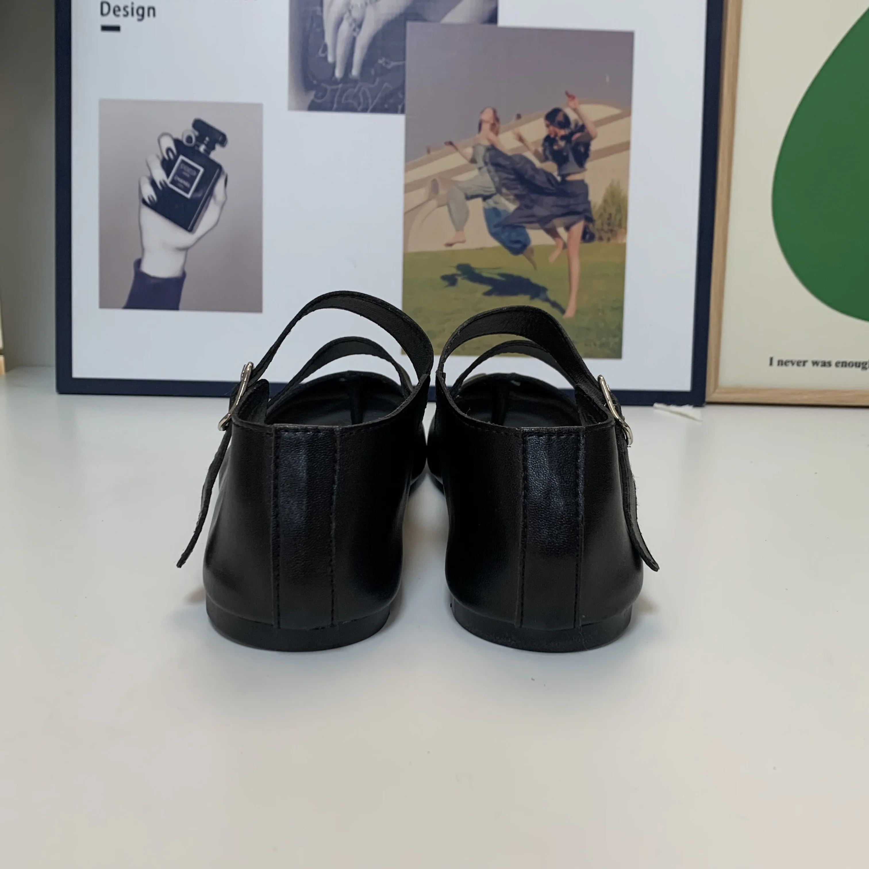 Женские туфли-лодочки на плоской подошве из экокожи 35-40 цвет черный/коричневый