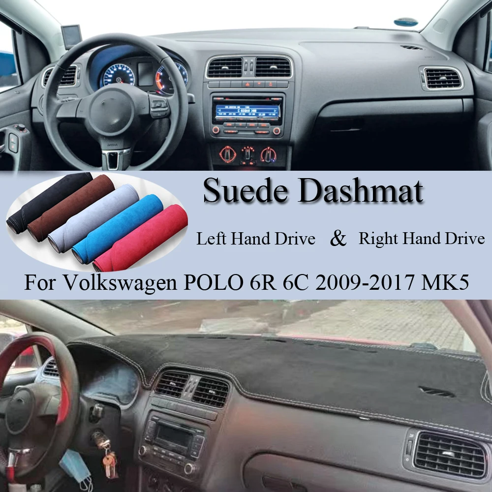 

Для Volkswagen POLO 6R 6C 2009-2017 5 MK5 замшевый кожаный коврик для приборной панели, коврик для приборной панели, аксессуары для автомобиля