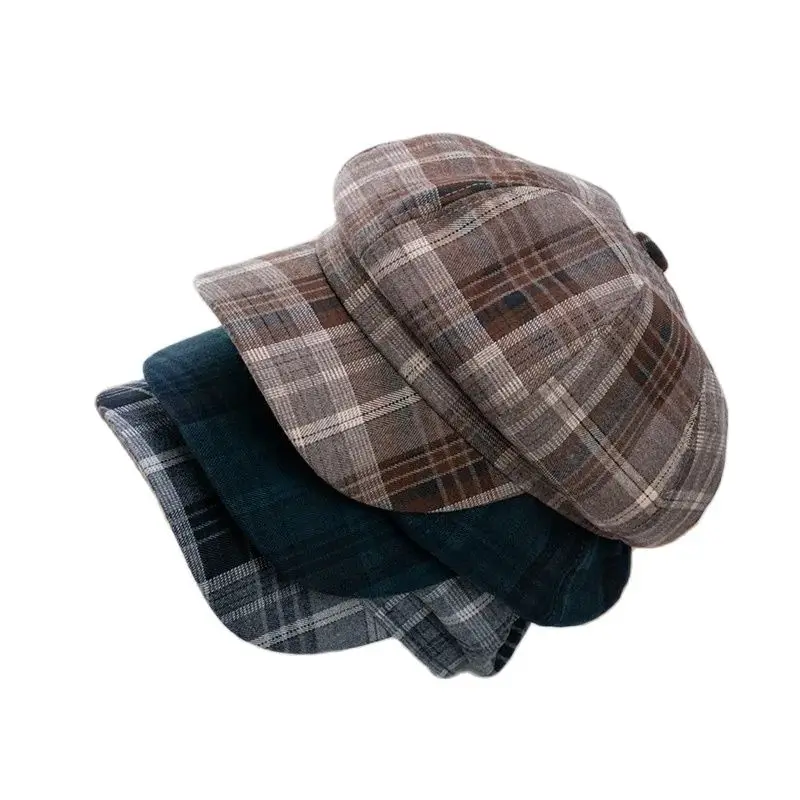 Британский винтажный кофейный берет художественный восьмиугольный преппи