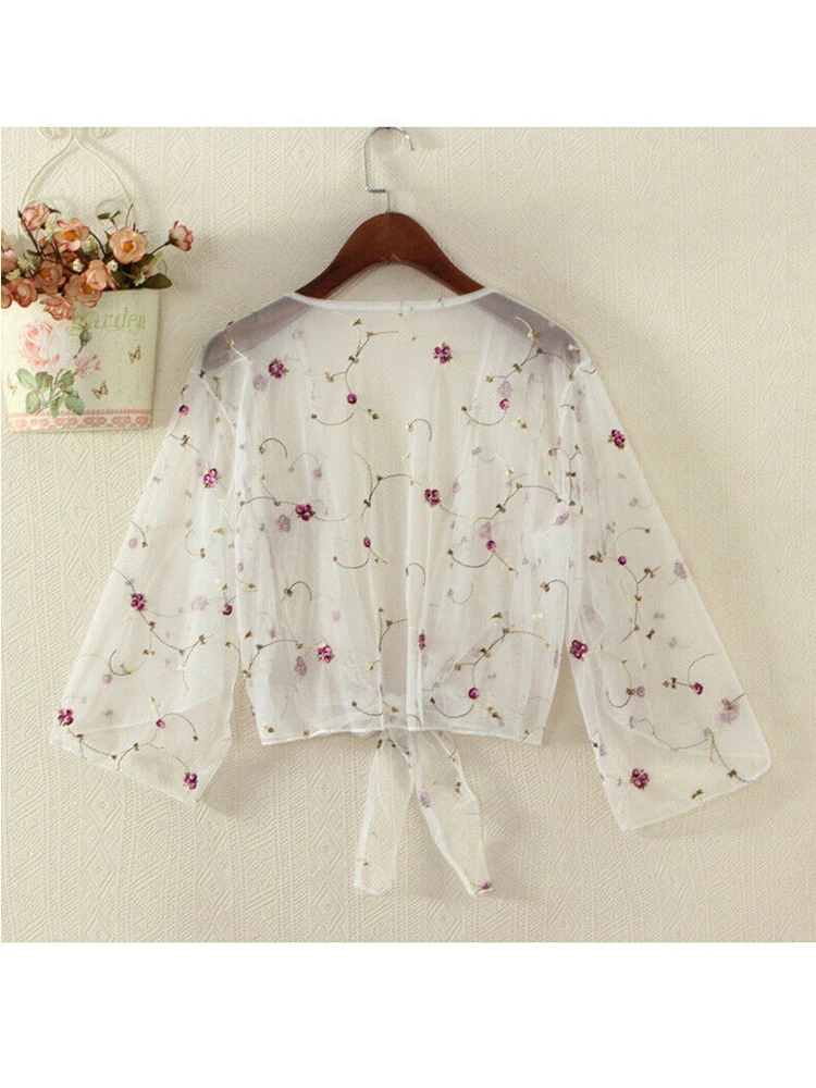 Женская Пляжная накидка с длинным рукавом купальный костюм Цветочные Топы