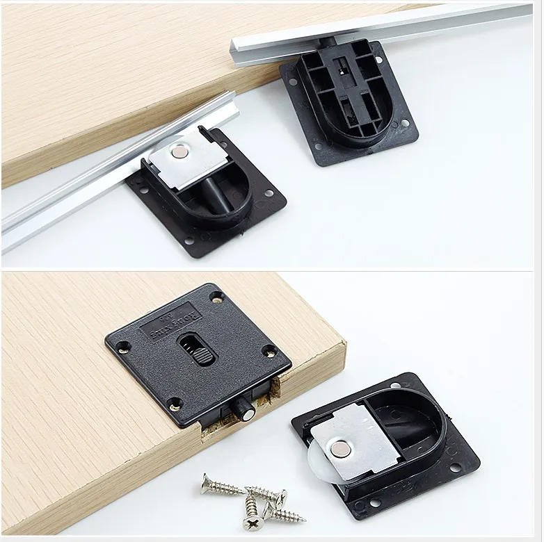 

2 Sets 4pcs Wardrobe Plastic Plate 25mm Dia Wheel Sliding Door Roller