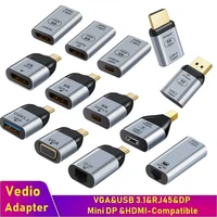 hdmi compatible usb type c adapter to dpvgamini dprj45 4k8k 60hz vedio transfer converter for laptop phone macbook pro air