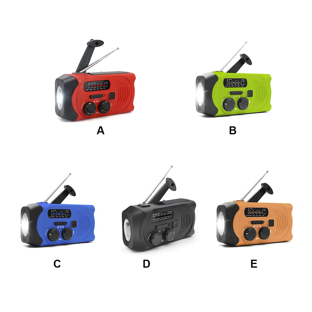 radio receiver hand crank emergency survival led flashlight power bank camping backpacking phone charger orange free global shipping