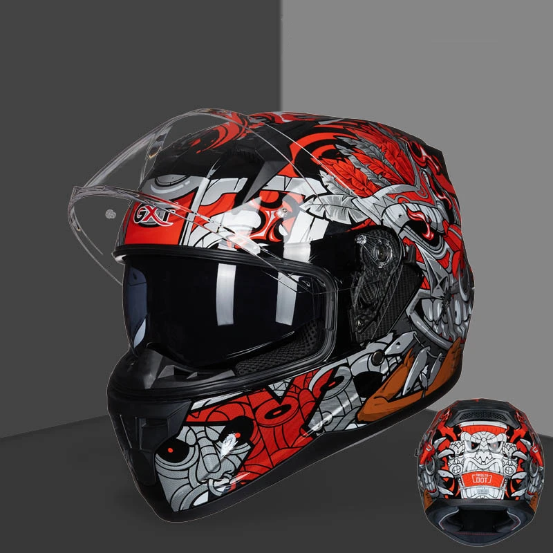 DOT Approved Racing Motocross Dual Visor Lens Motorcycle Helmet Riding Classic DOT Full Face Helmet Casco Moto Capacete Cascos