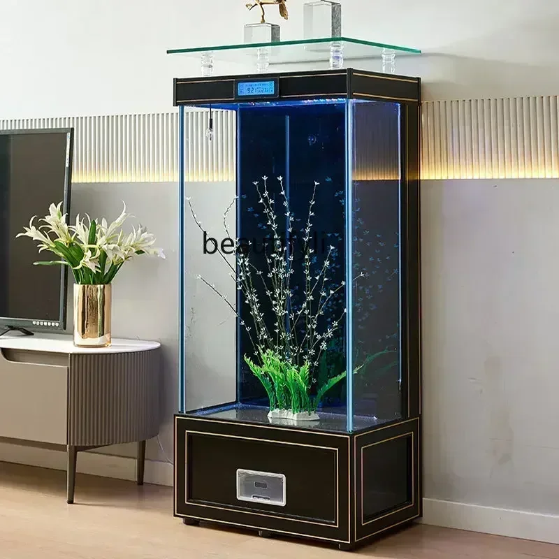 Легкий роскошный квадратный напольный фильтр сзади аквариум для гостиной супер