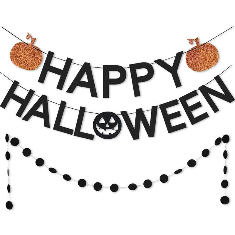 

3Pc/Set HAPPY HALLOWEEN Letters Cardboard Bunting Banner Party Pull Flowers For Halloween Letter Party Decro