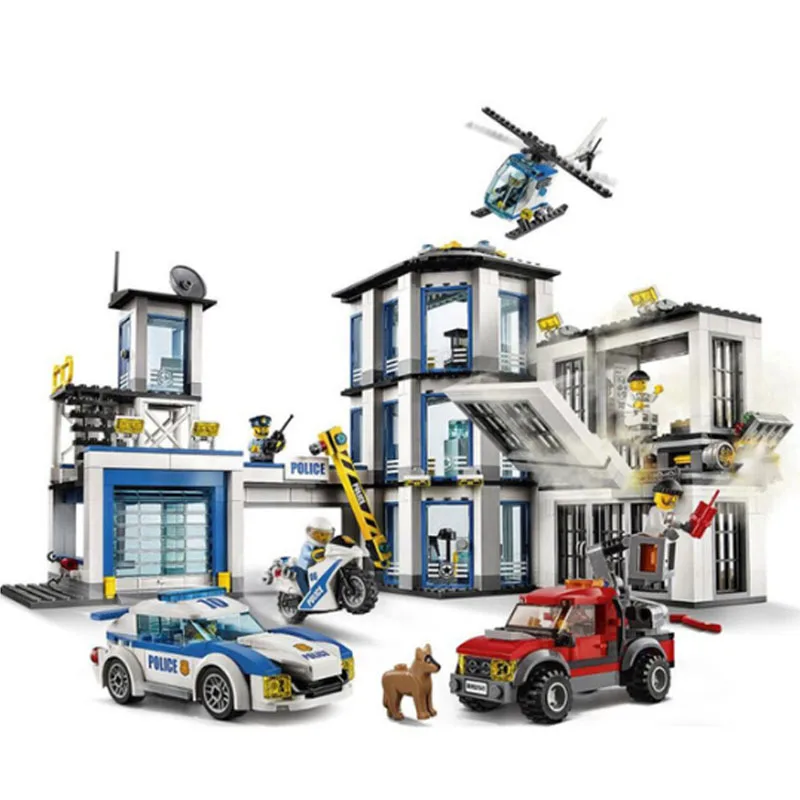 

In Stock New 10660 936Pcs City Police Station Bela Building Block Compatible City Brick Christmas Gift