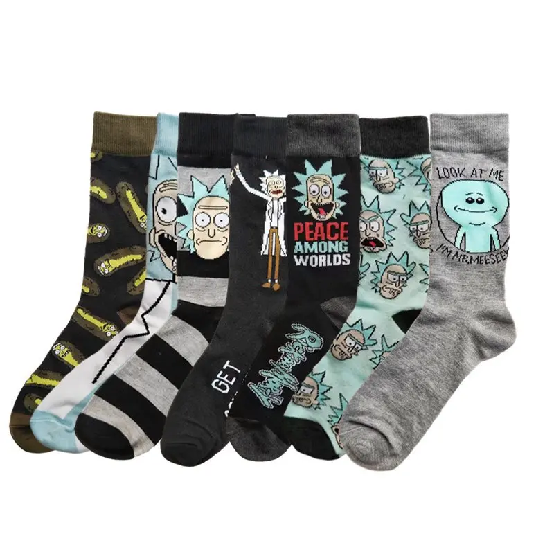Kawaii Men Socks Happy Funny Cartoon Socks Cotton Casual Couples Socks Harajuku Hip Hop Socks Lolita Cartoon Chaussettes Unisex