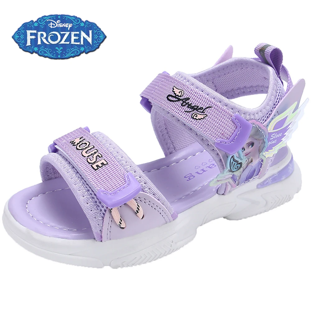 

Disney 2022 Summer New Children's Fashion LED Sandals For Girls Frozen Elsa Princess Shoes Kids Babies Lighted Non-slip Sandal
