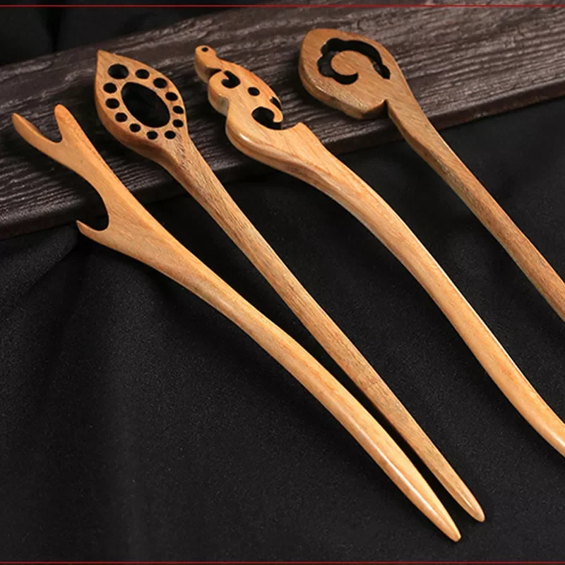 

2020 Natural Wooden Sandalwood Hair Stick Chinese Style Chopsticks Ethnic Hair pin Women Hairpins Jewelry Accessories Retro