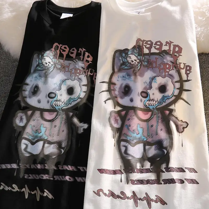 Kawaii Sanriod Anime Serie Zombie Kitty 3D Gedruckt Sommer T-Shirt Kurzarm Nette Kleidung Komfortable Mädchen Urlaub Geschenk
