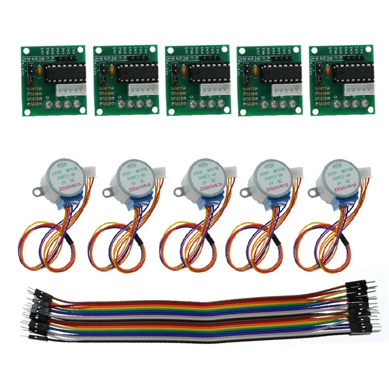 

5 шт. 5 в шаговый двигатель + ULN2003 + Dupont линия 5-проводной четырехфазный/шаговый двигатель плата драйвера