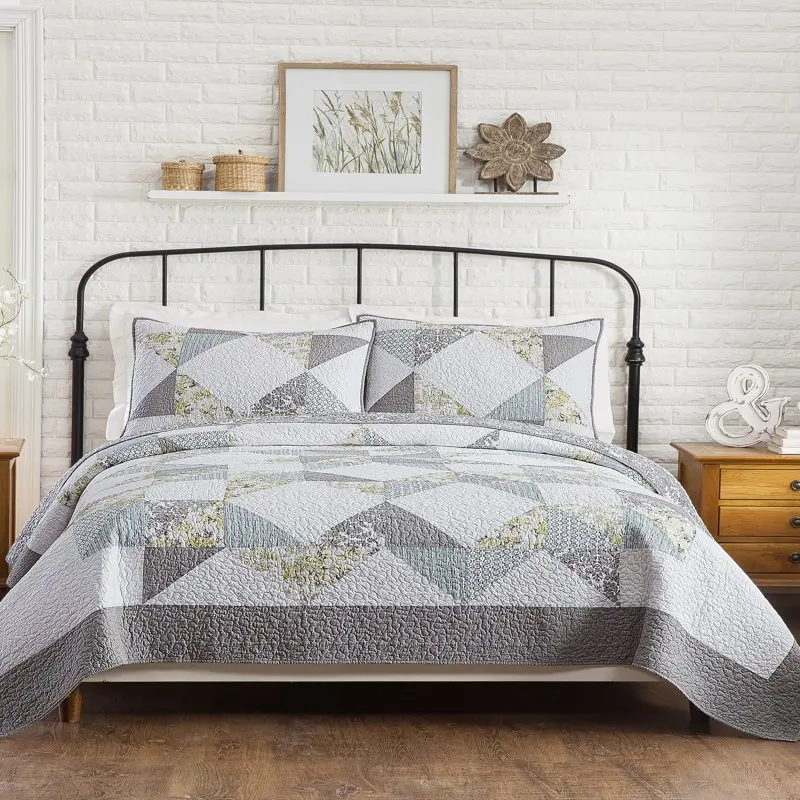 

Jane Farm Reine Cotton Quilts, King, (3 Counts), Gray Fairy tail Manta Bed straps set Summer quilts Passport cover Blanket for s