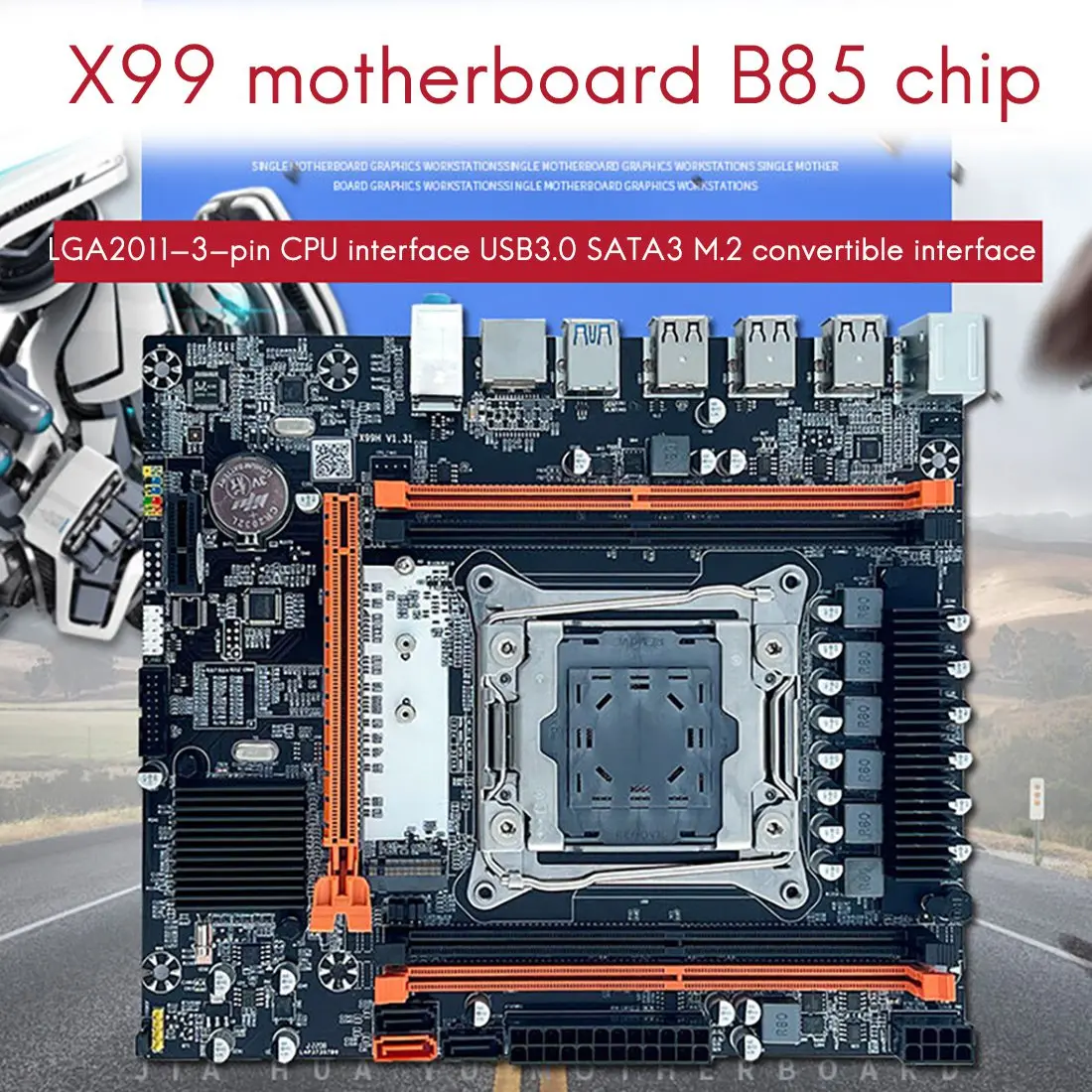 Материнская плата X99 B85 LGA2011-3 4X DDR4 REG ECC RAM M.2 PCIE SATA3.0 для настольных ПК процессора E5