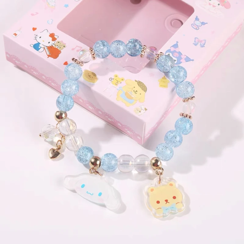 

Sanrio Kulome Jade Cinnamon Dog Melody Friends Series Cute and Cute Crystal Beaded Bracelet Girlfriend Gift